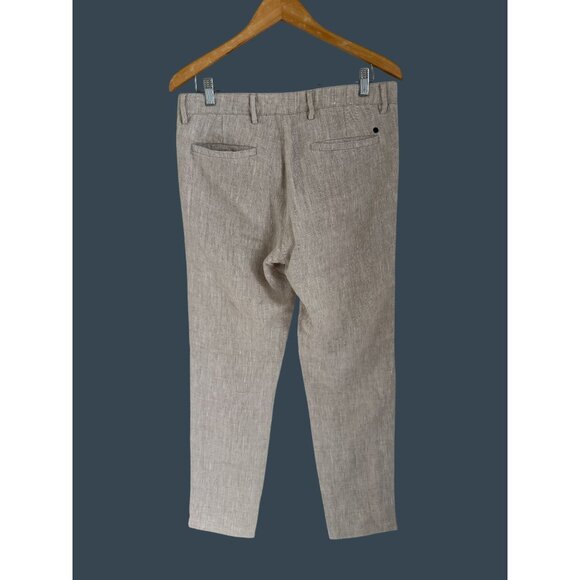 NN07 No Nationality Beige Linen-Blend Mens Trousers 31/32 Tailored Fit - Picture 5 of 9
